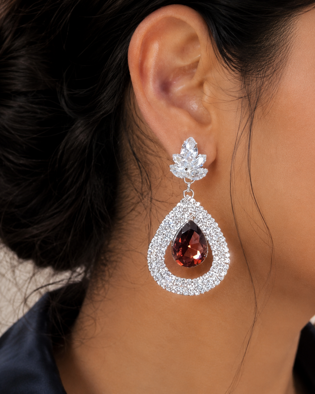 Deep Brown Chic Crystal Drops