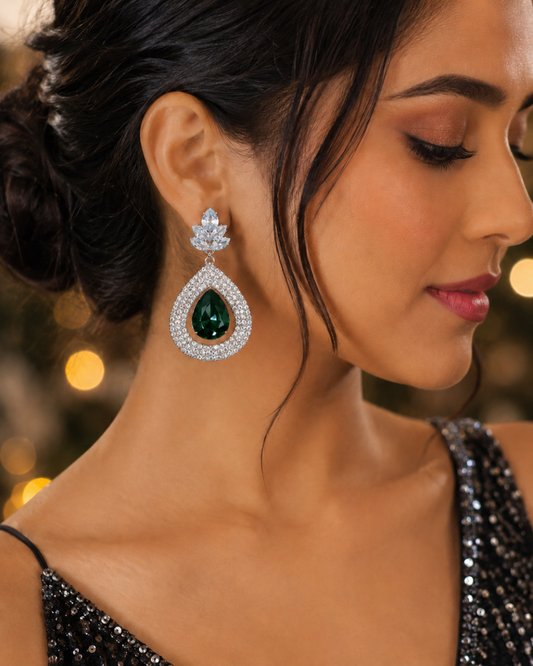 Emerald Green Chic Crystal Drops