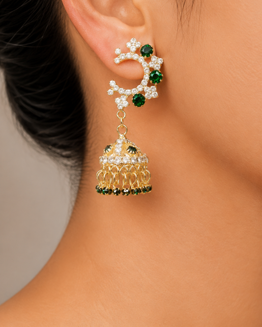 Green Majestic Chand Jhumkis