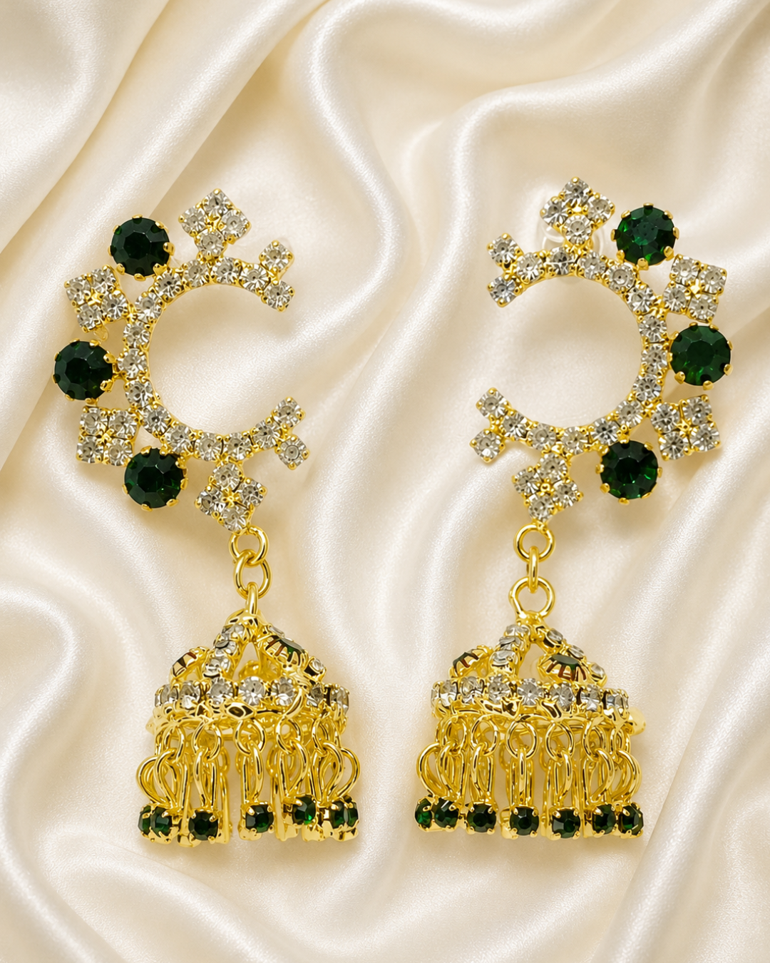 Green Majestic Chand Jhumkis