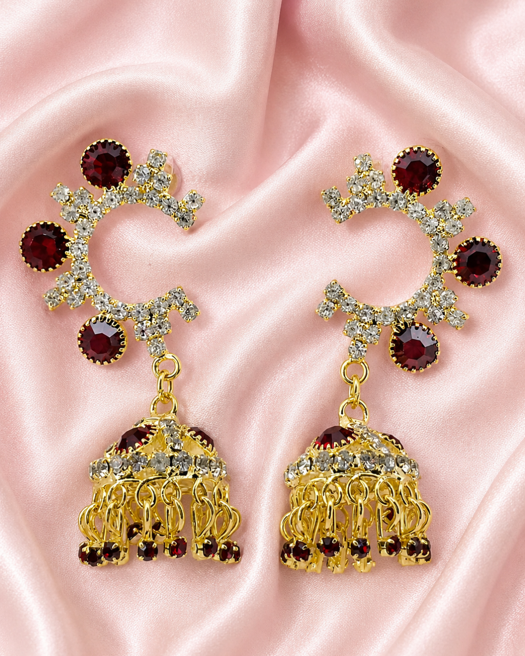 Maroon Majestic Chand Jhumkis