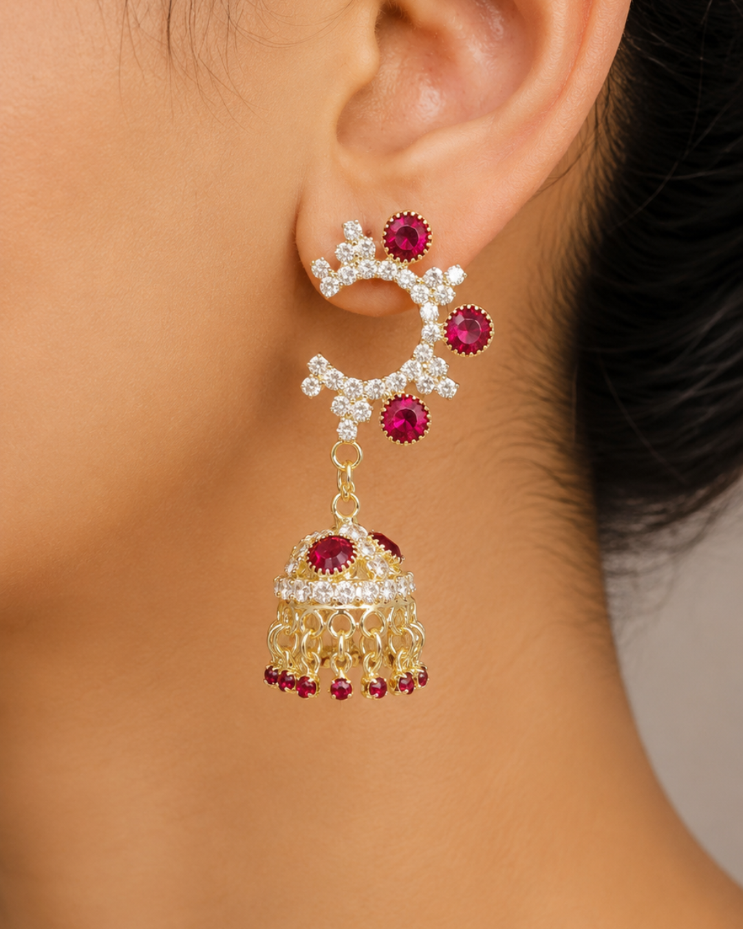 Maroon Majestic Chand Jhumkis