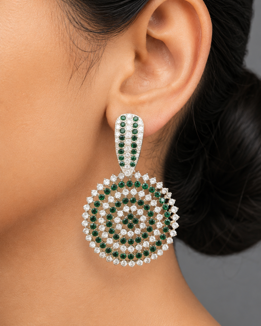 Emerald Crystal Glamorous Chandbalis