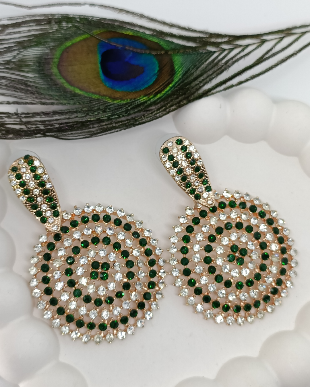 Emerald Crystal Glamorous Chandbalis