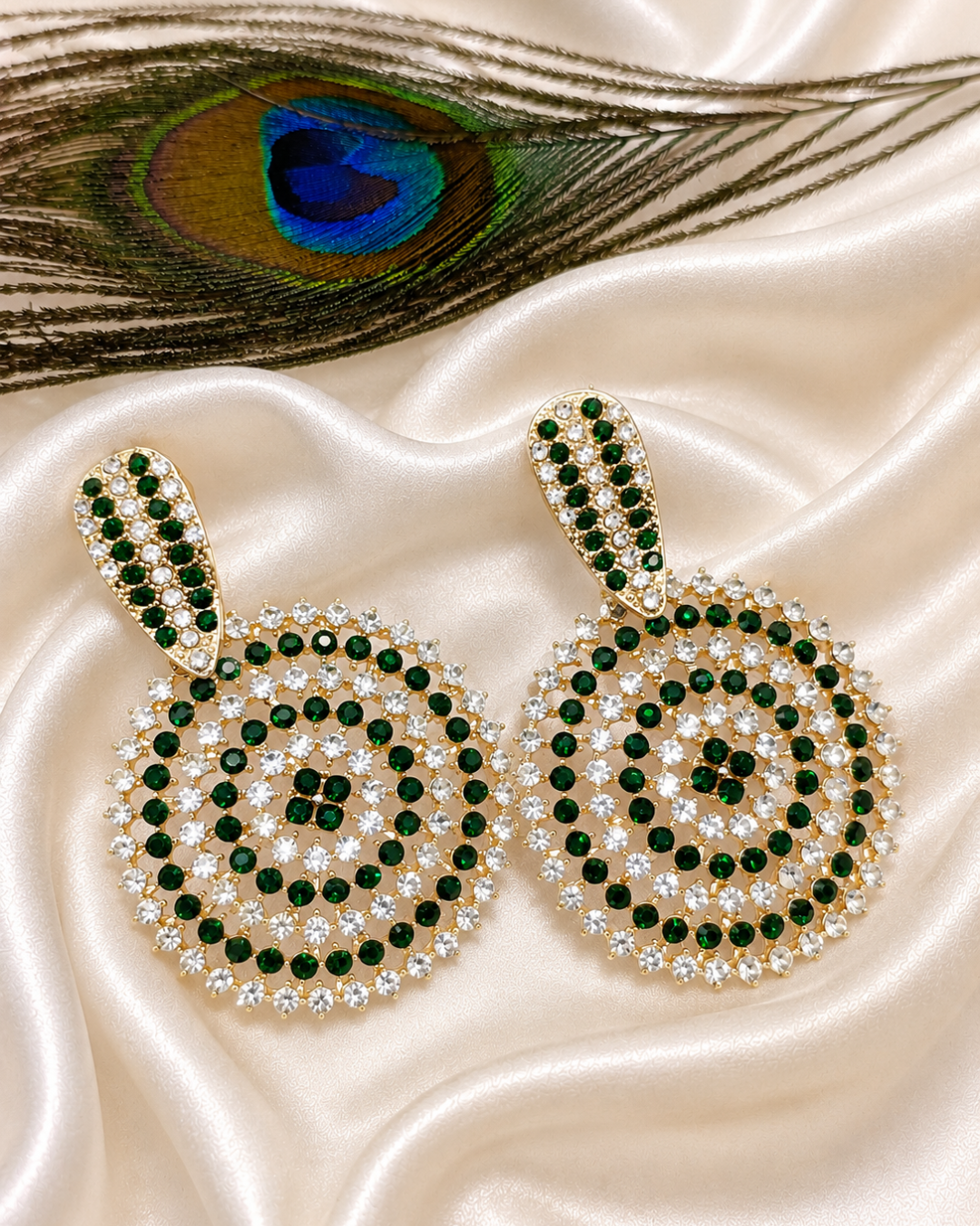 Emerald Crystal Glamorous Chandbalis