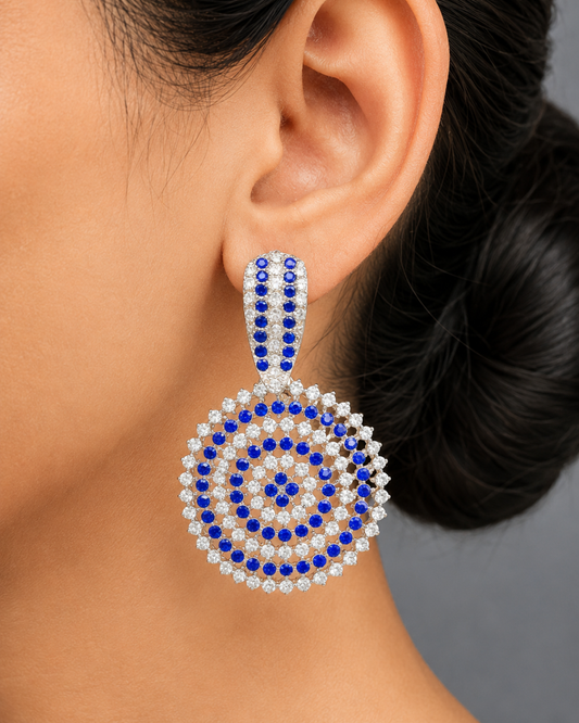 Sapphire Crystal Glamorous Chandbalis