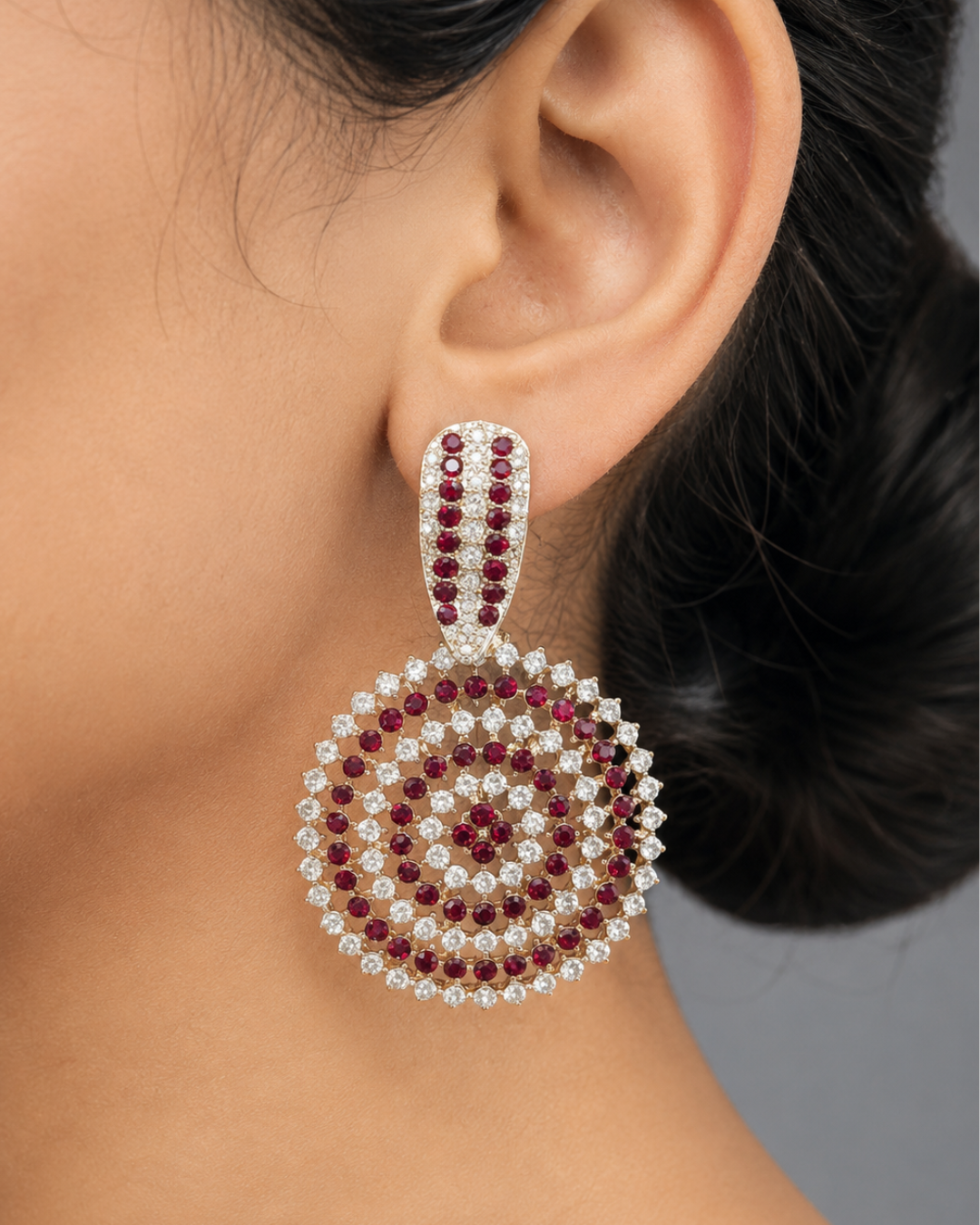 Ruby Crystal Glamorous Chandbalis