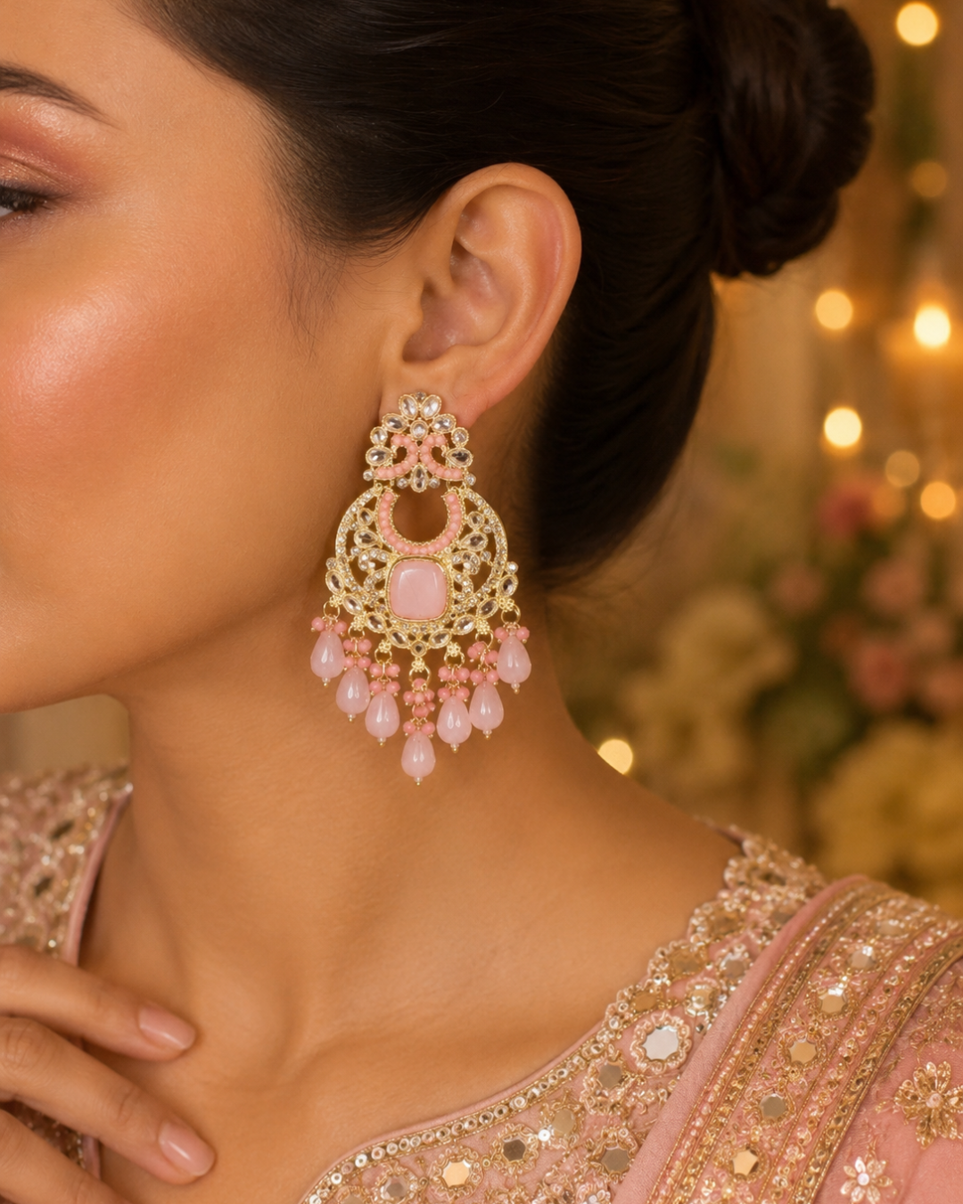 Blush Pink Elegant Chandbalis