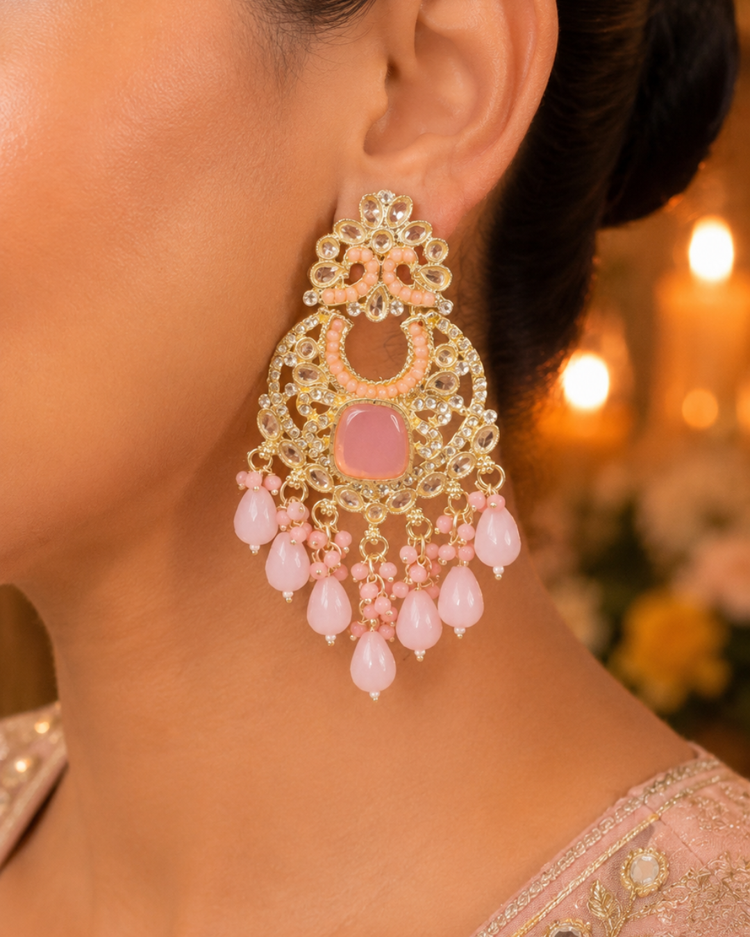 Blush Pink Elegant Chandbalis