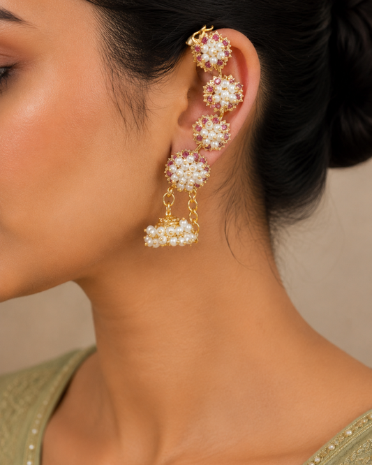 Pearl Blossom Royal Kaan jhumkis