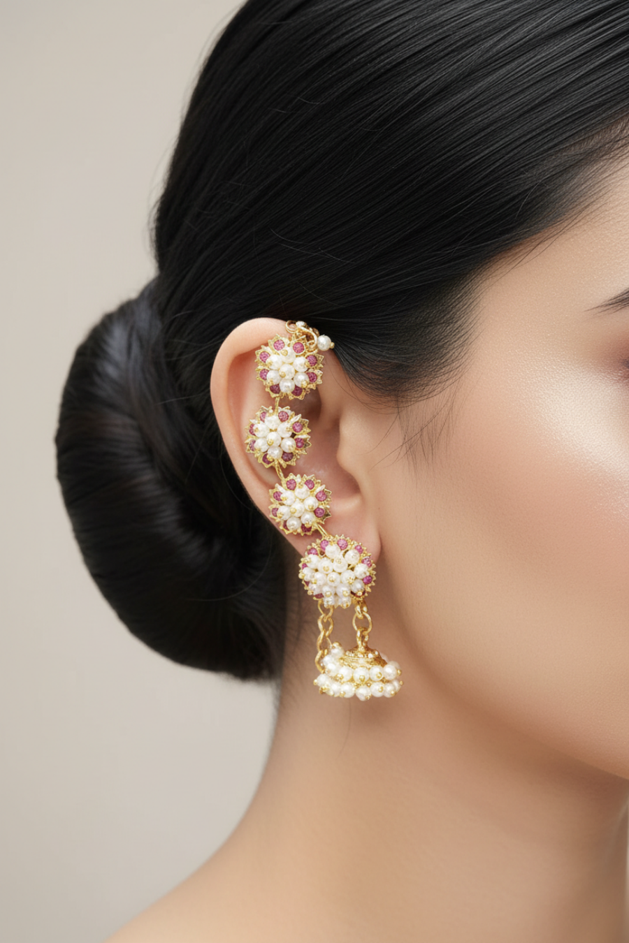 Pearl Blossom Royal Kaan jhumkis