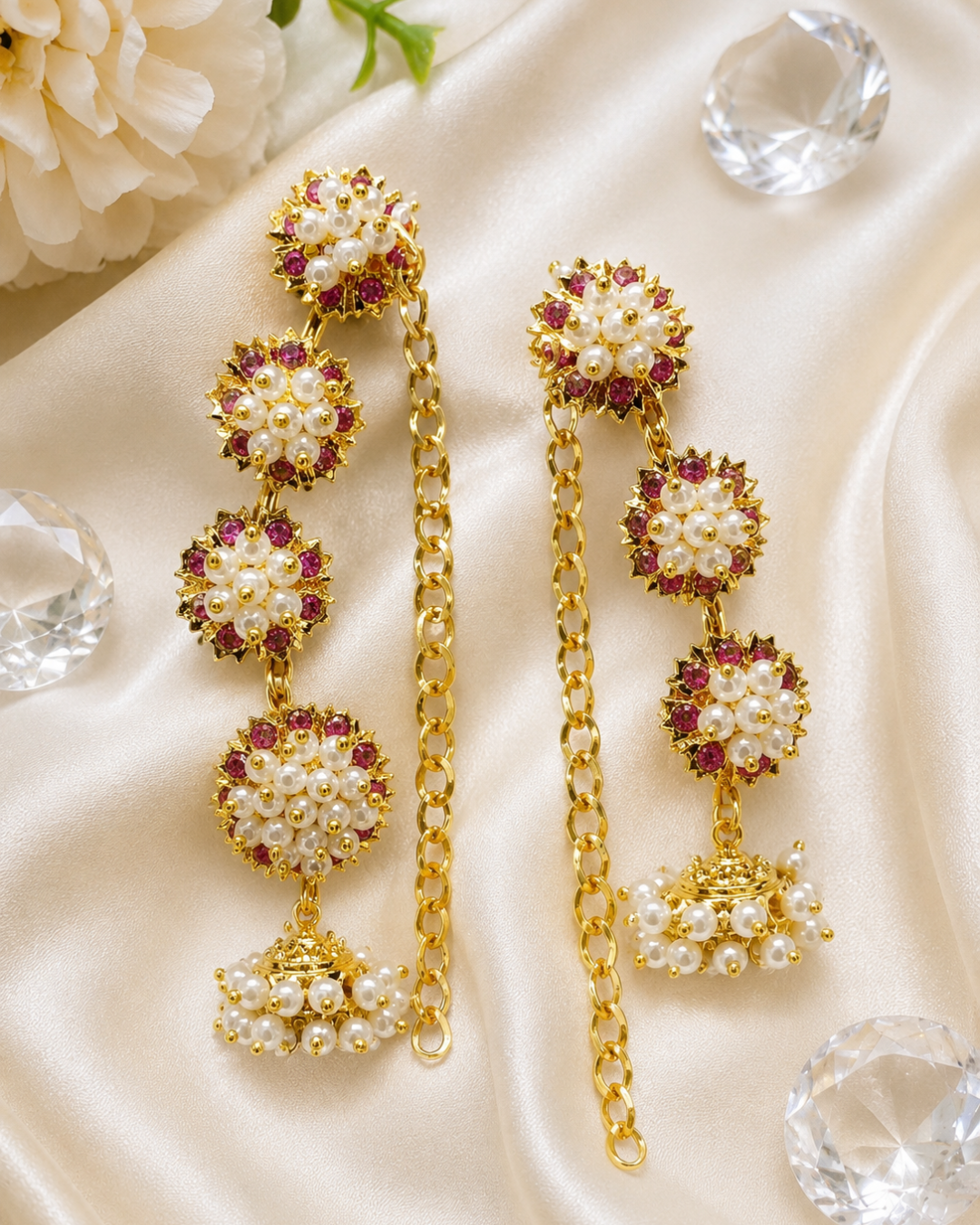 Pearl Blossom Royal Kaan jhumkis