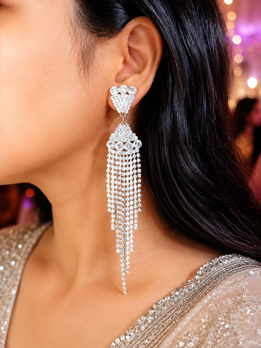 Silver Stylish Diamond Tassels