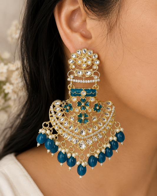Blue Regal Kundan Chandaliers